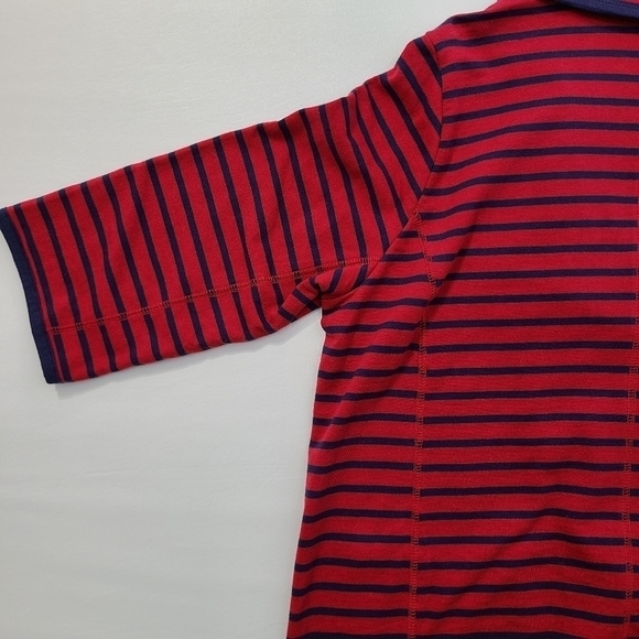 Woman Within Blazer / Cardigan Red & Navy Blue Stripes, Medium - Picture 11 of 16